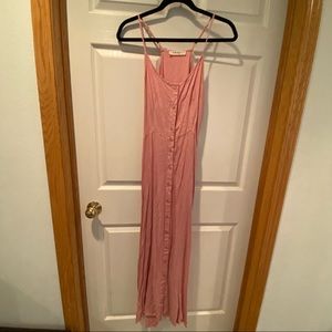 Button down maxi- peachy pink with pockets!!